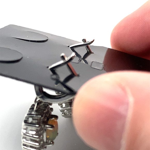 Welo Opal 1.55ct Platinum Finish Silver Earrings - Picture 6 of 6